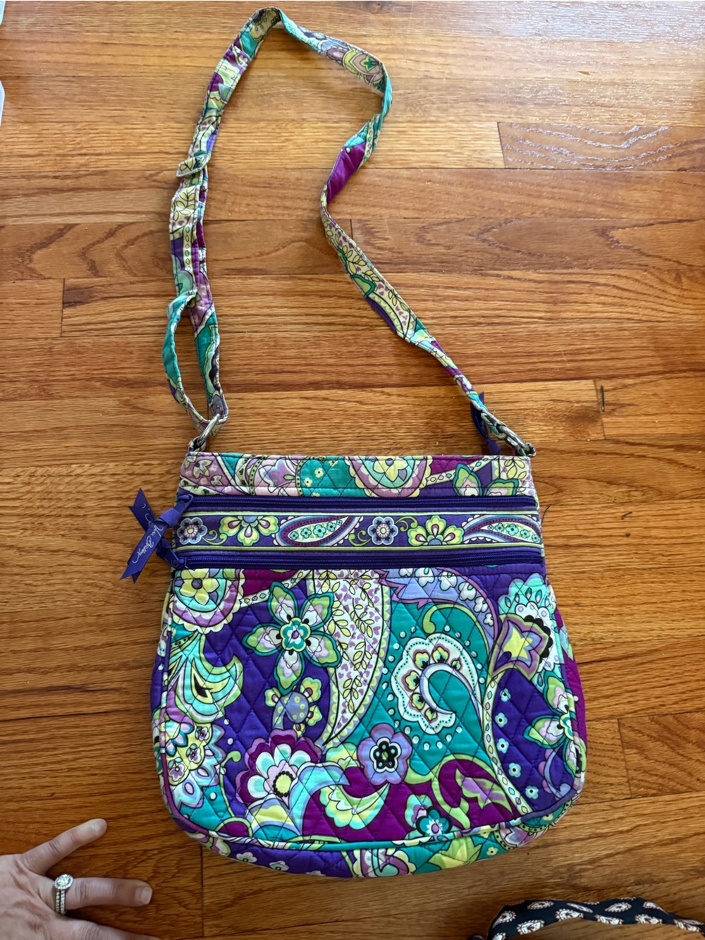 Vera Bradley Triple Zip Hipster Crossbody Bag Purse in retired "Heather" pattern